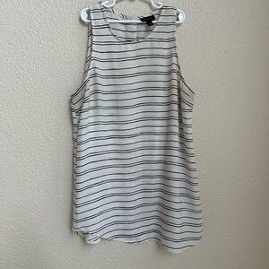 Who What Wear Ivory and Black Striped Back Button up Blouse Size Medium